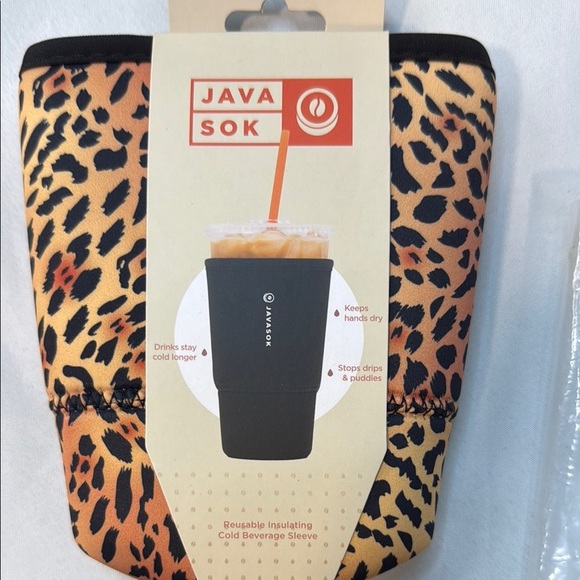 Java Sok Leopard Print Cold Beverage Sleeve, Large 30-32 oz cups, BNWT - Picture 2 of 8